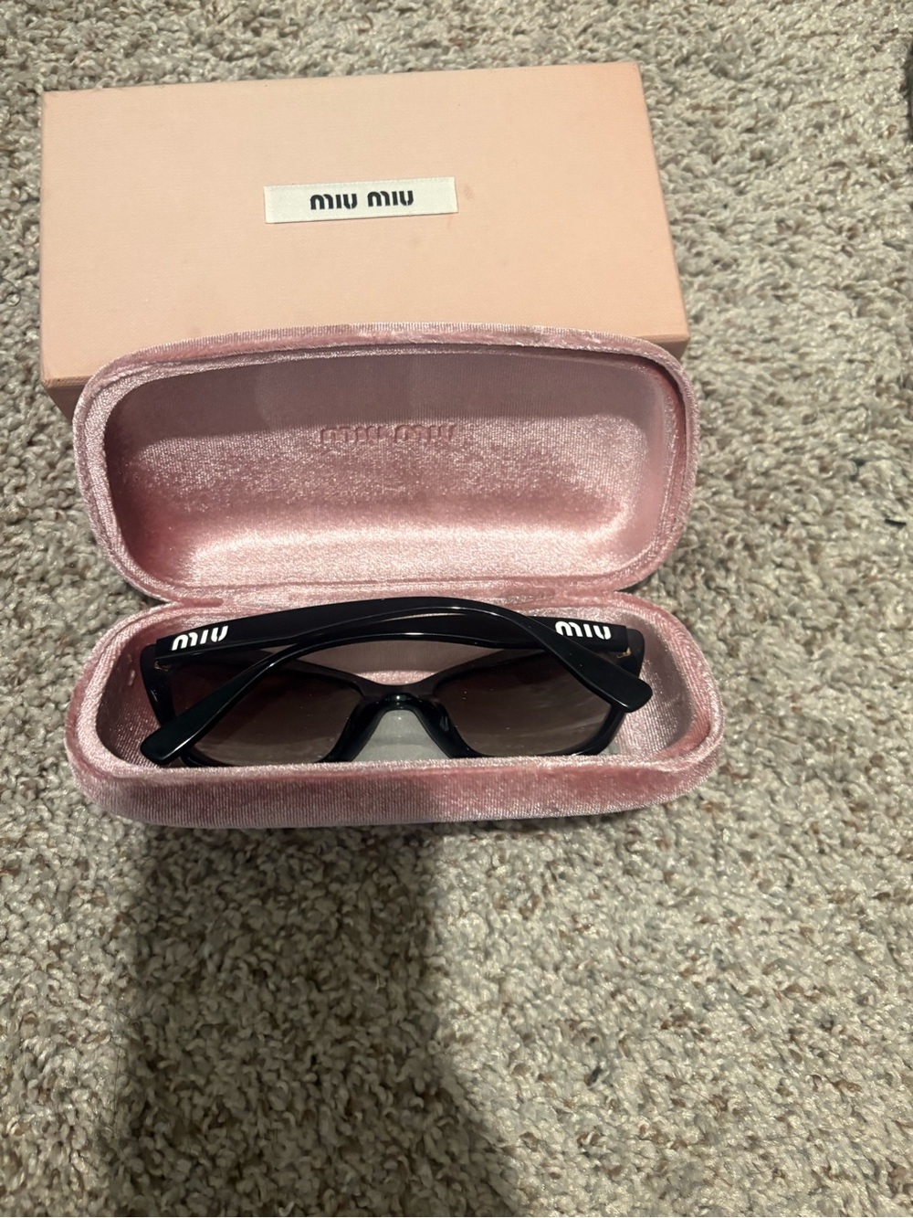 Miu Miu Black Rectangular Women's Sunglasses with Gradient Lenses